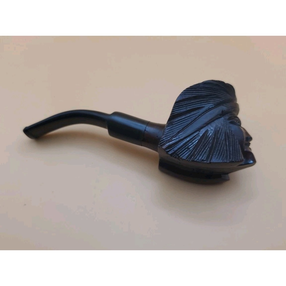 Vintage Hand Carved Indian Head Face Figural Pipe Collectors Smoking Pipe - Picture 11 of 11